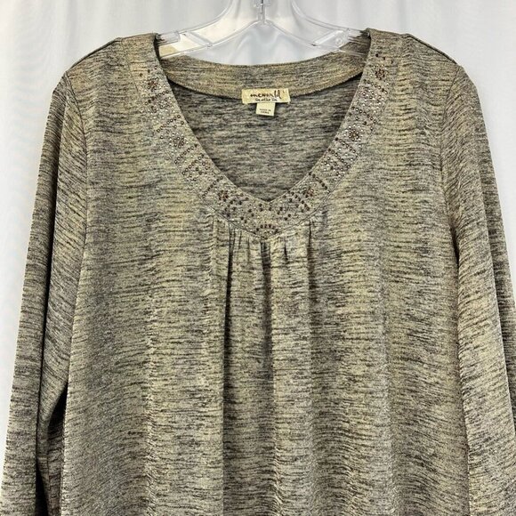 One World Womens Tunic Sweater Multicolor Heathered Stretch Long Sleeve Large - Picture 2 of 10